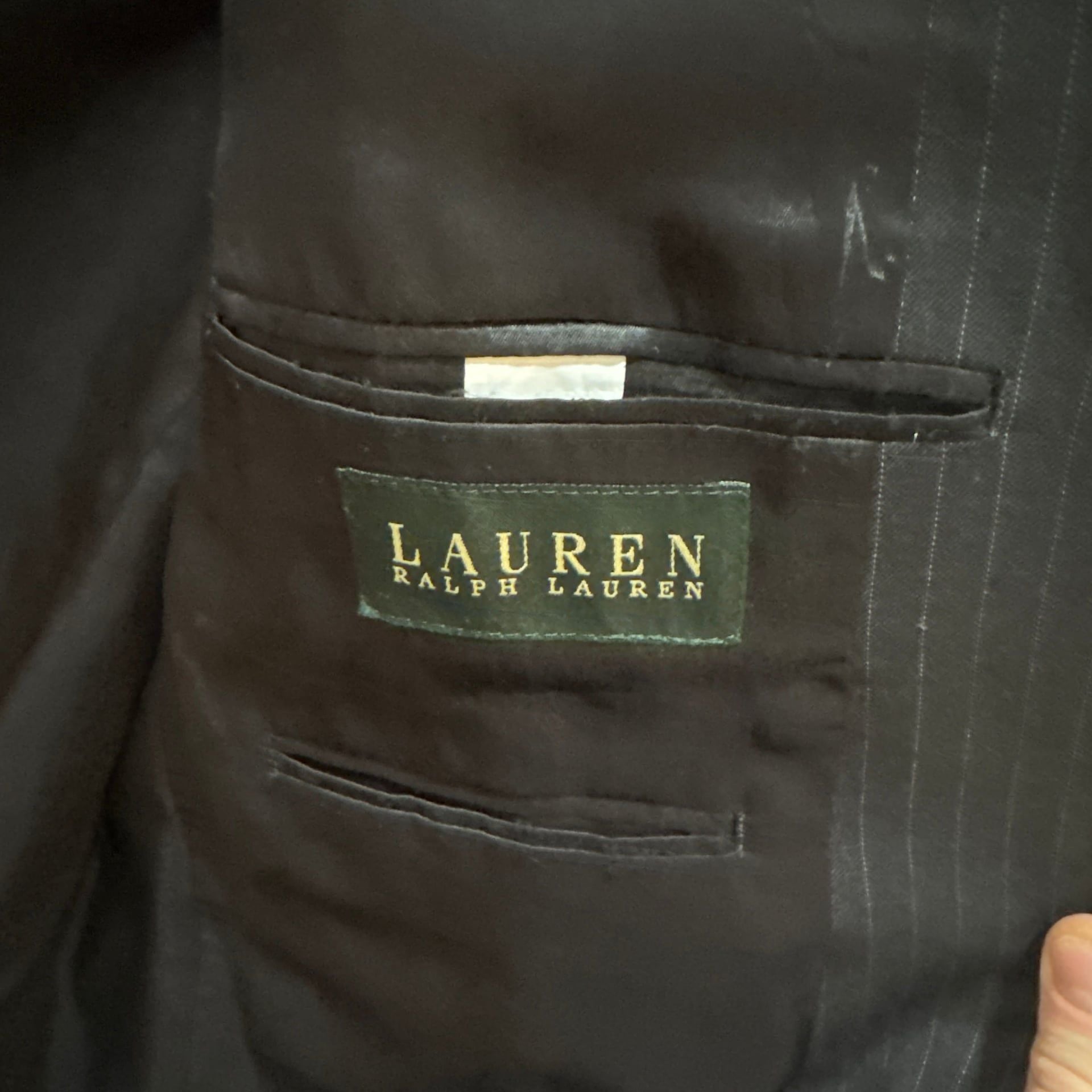 Ralph Lauren Men's 42S Black Pinstripe 100% Wool Two-Button Blazer Suit Jacket 5