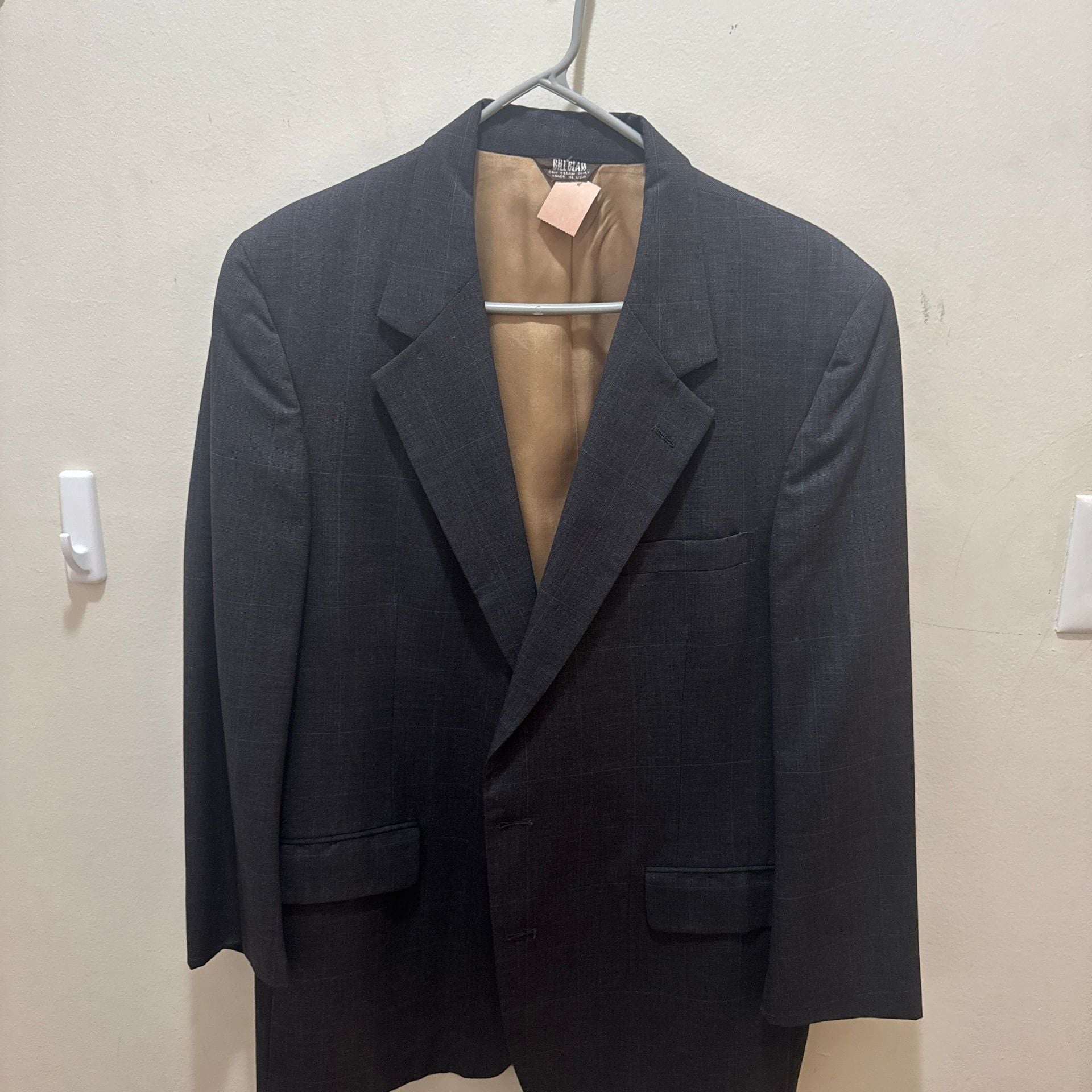 Bill Blass 2button Black Windowpane Blazer 44 2