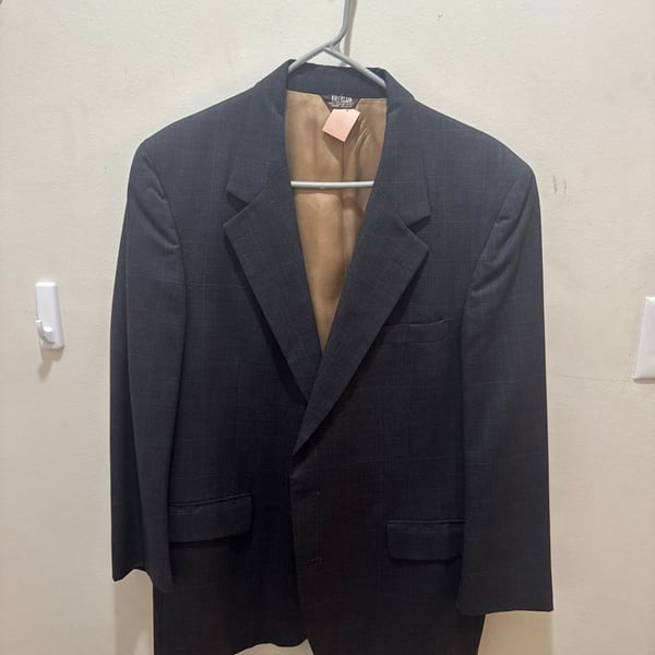 Bill Blass 2button Black Windowpane Blazer 44