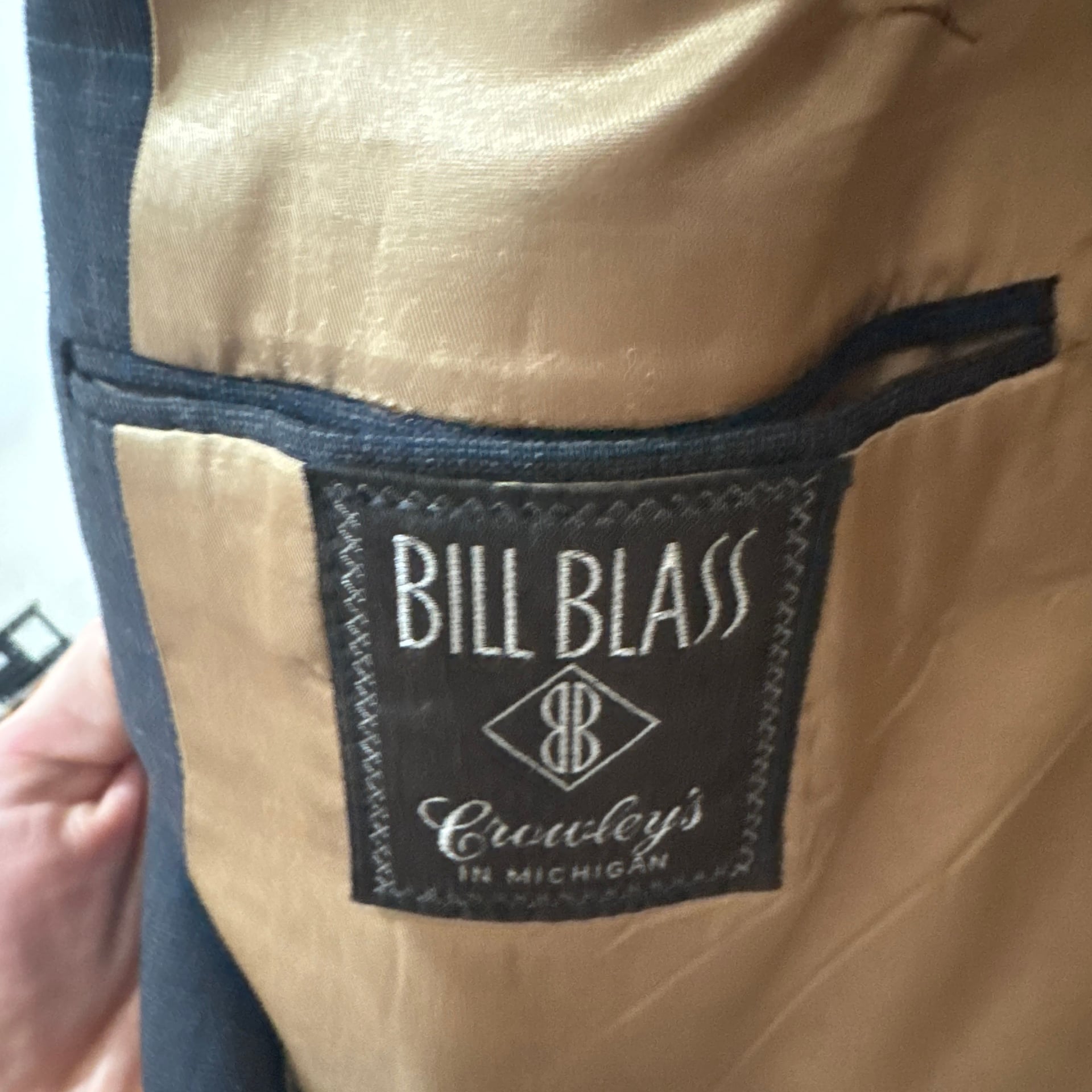 Bill Blass 2button Black Windowpane Blazer 44 4