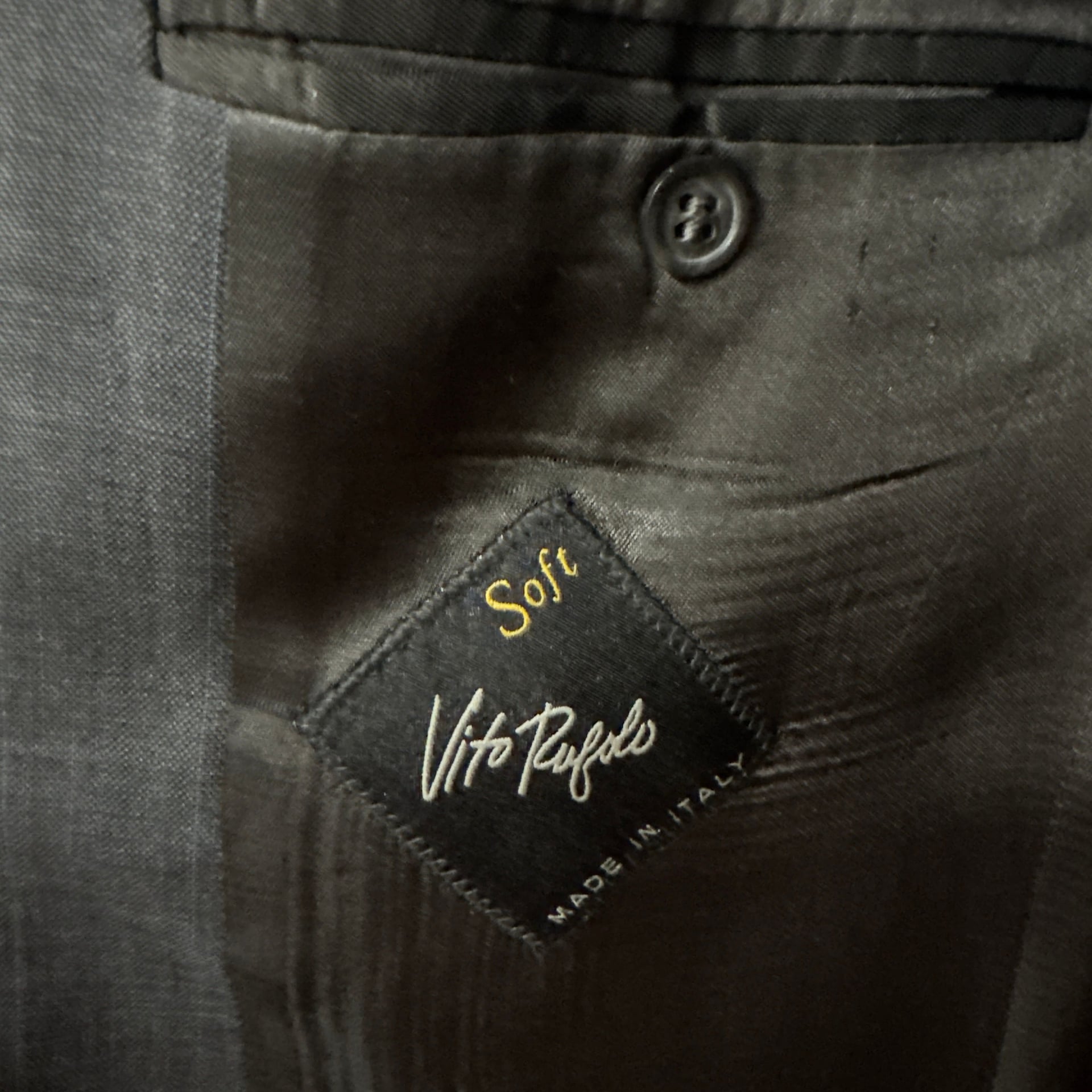 Vito Rufolo Soft Made in Italy Charcoal Gray Zignone Super 100 Wool Two-Button Blazer 4