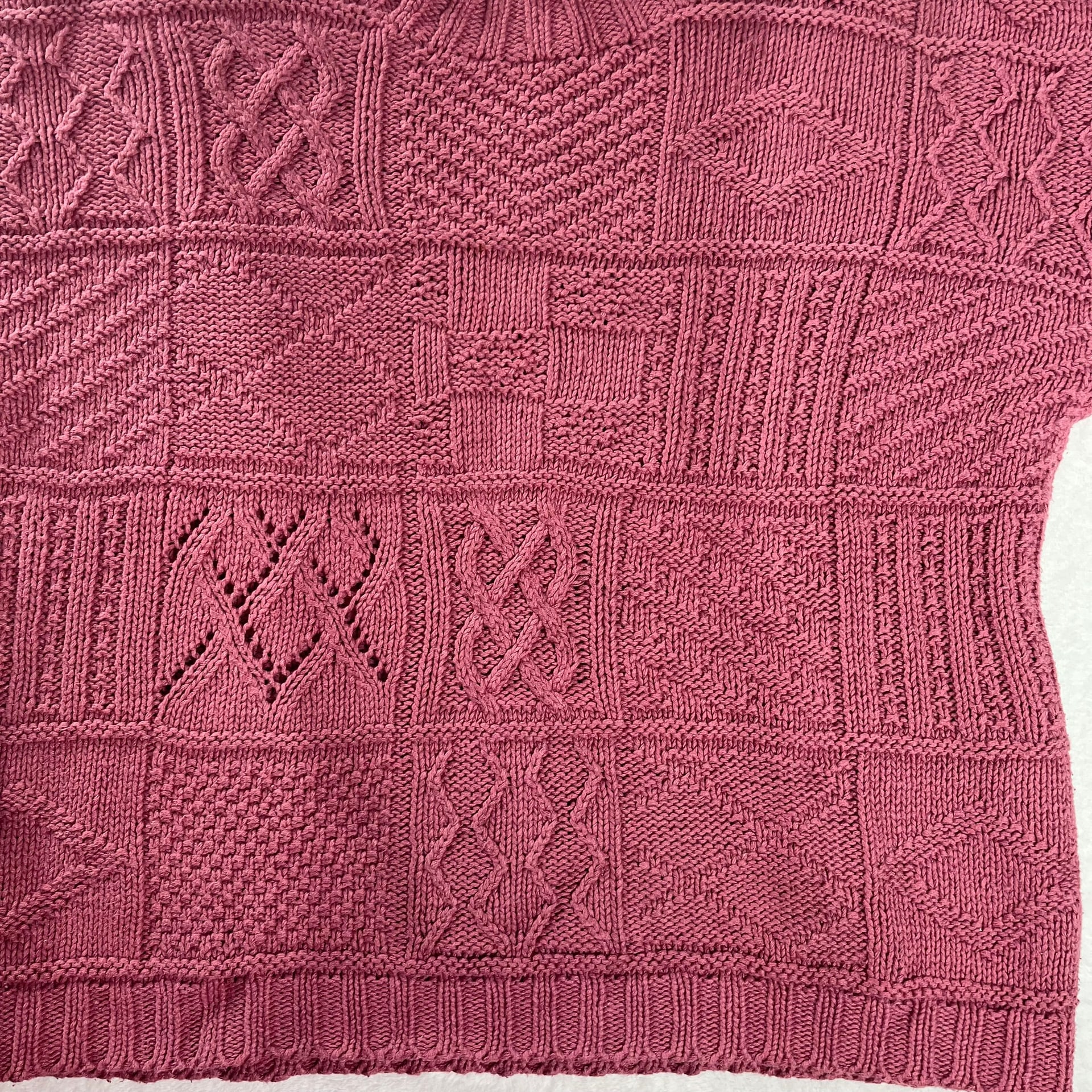 Vintage 90s Express Ramie Patchwork Cable Knit Sweater L Grandpa Academia 4