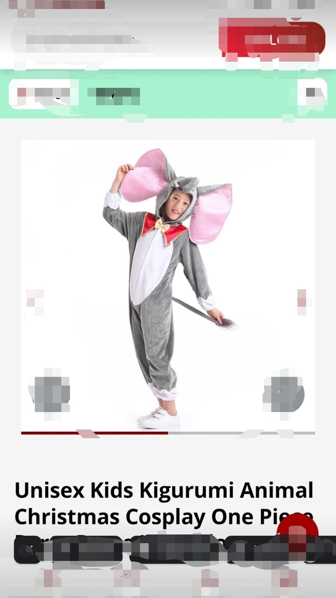 Kids Unisex Elephant Kigurumi Animal One-Piece Cosplay Costume Jumpsuit 1