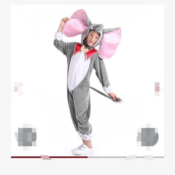 Kids Unisex Elephant Kigurumi Animal One-Piece Cosplay Costume Jumpsuit