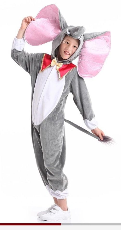 Kids Unisex Elephant Kigurumi Animal One-Piece Cosplay Costume Jumpsuit 2