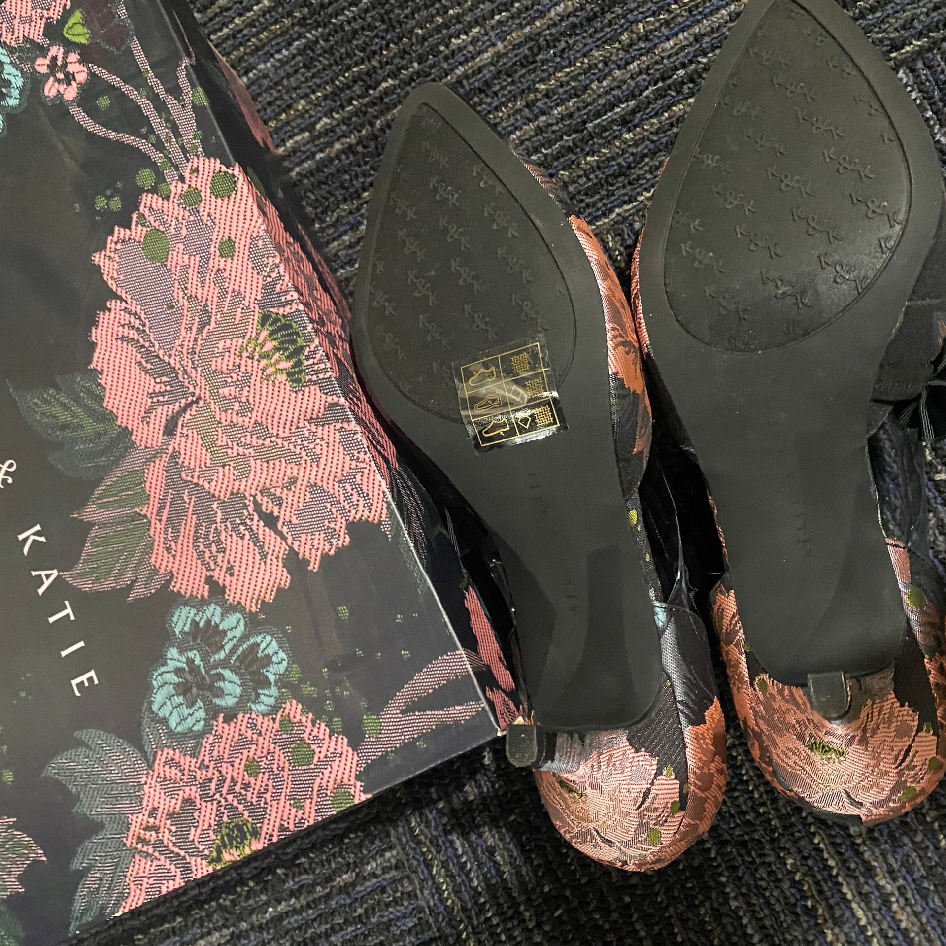 Kelly & Katie Onirella Floral Tapestry Pointed Toe Ruffle Heel Pumps 1