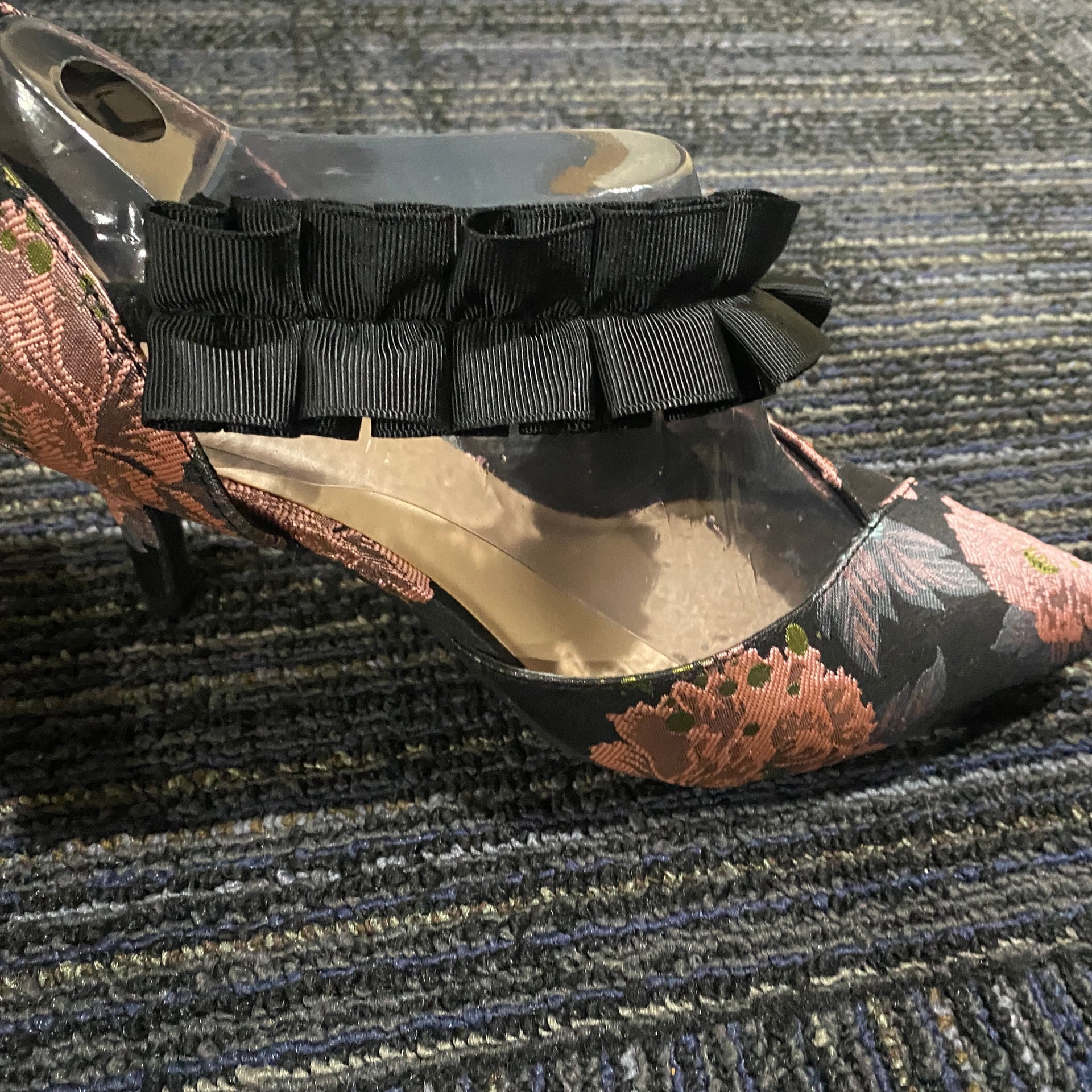 Kelly & Katie Onirella Floral Tapestry Pointed Toe Ruffle Heel Pumps 2