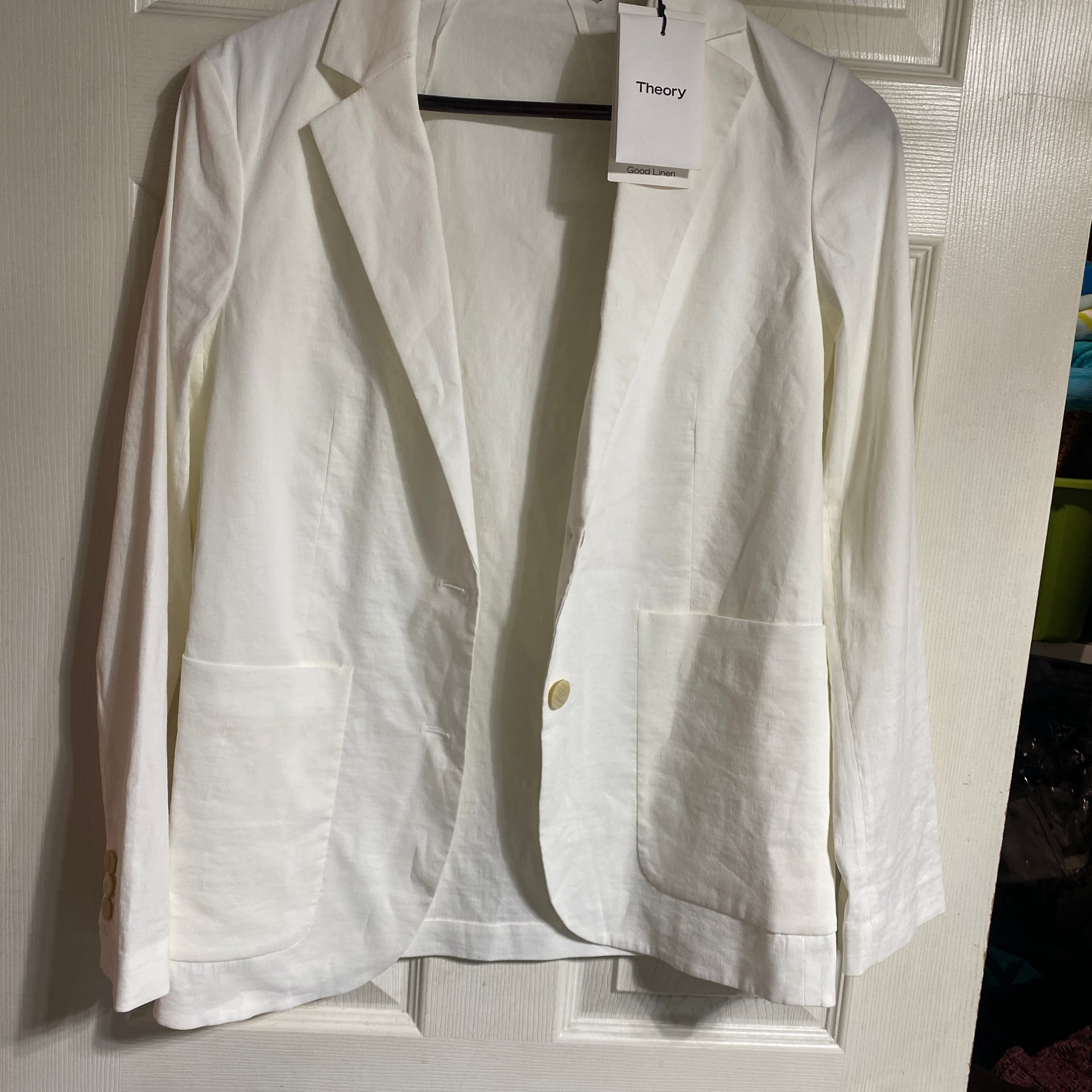 Theory Good Linen Eco Crunch OS PKT JKT U White Blazer 3