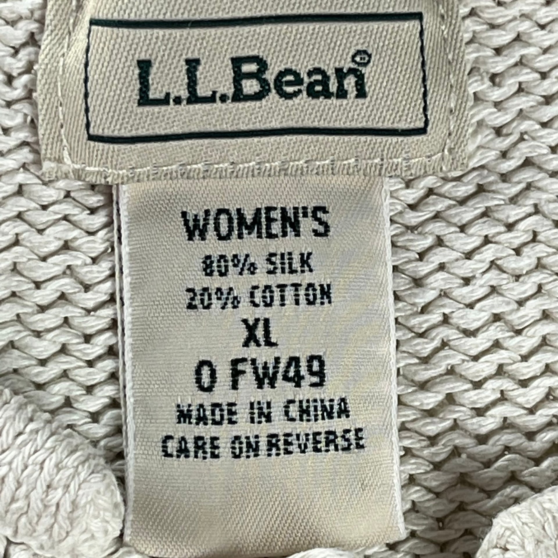 L.L.Bean Silk Cotton Cardigan Shell Button Sweater XL Quiet Luxury 8