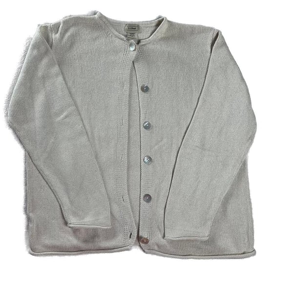 L.L.Bean Silk Cotton Cardigan Shell Button Sweater XL Quiet Luxury