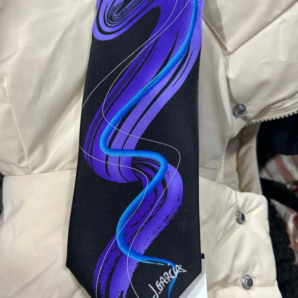 J. Garcia Silk Neck Tie Signature Collection Curves Lines Artist Proof 10