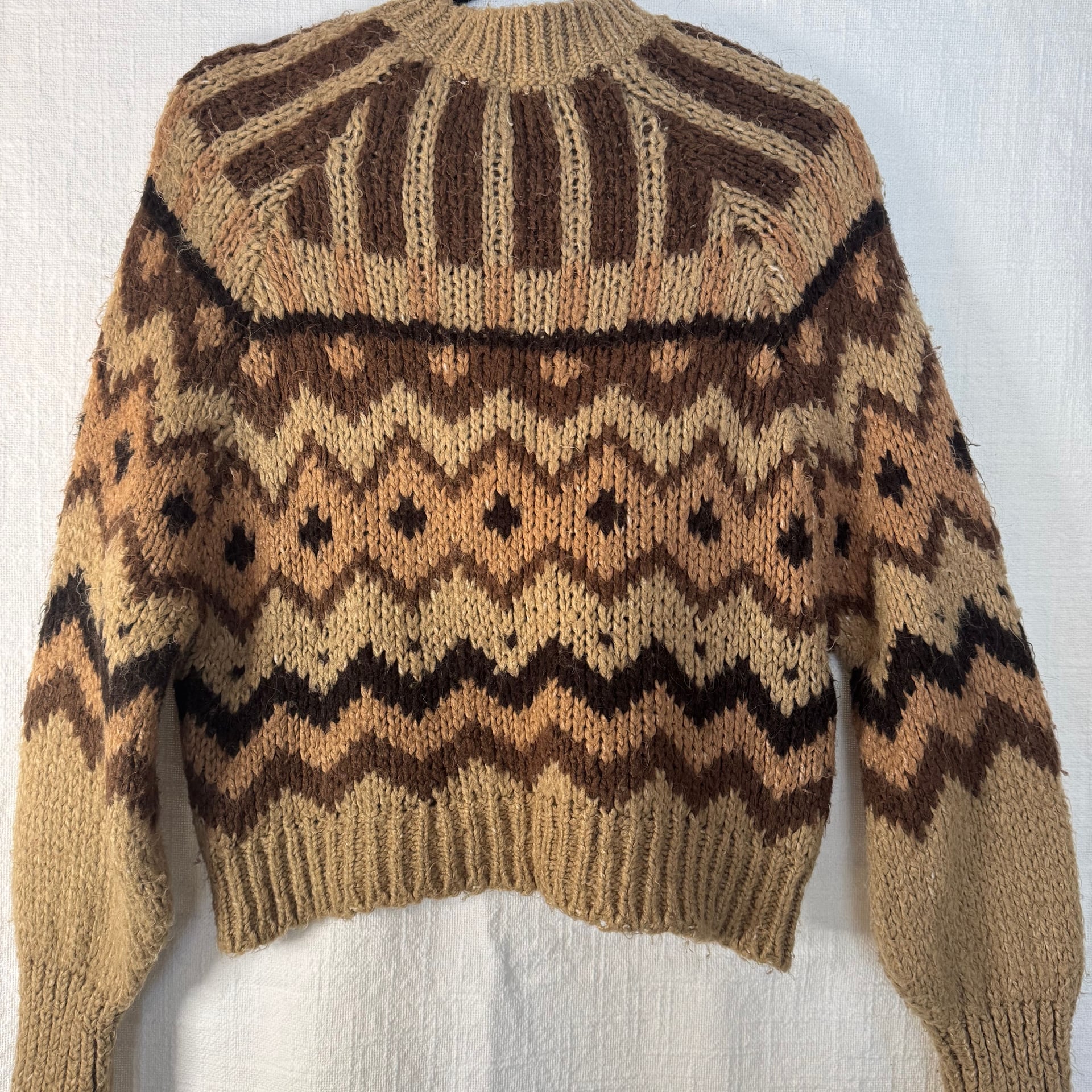 By Anthropologie Brown Geo Patterned Fair Isle Pullover Sweater 2