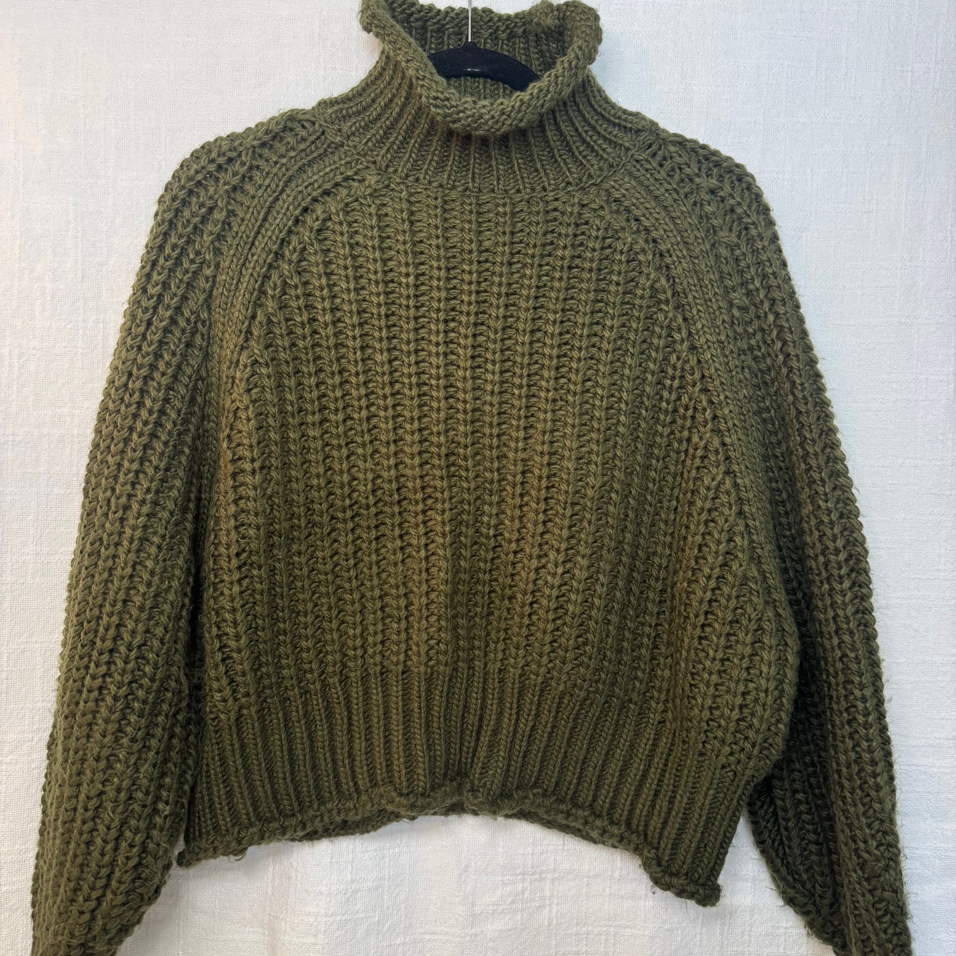 LBLC The Label Olive Green Chunky Ribbed Turtleneck Sweater 1