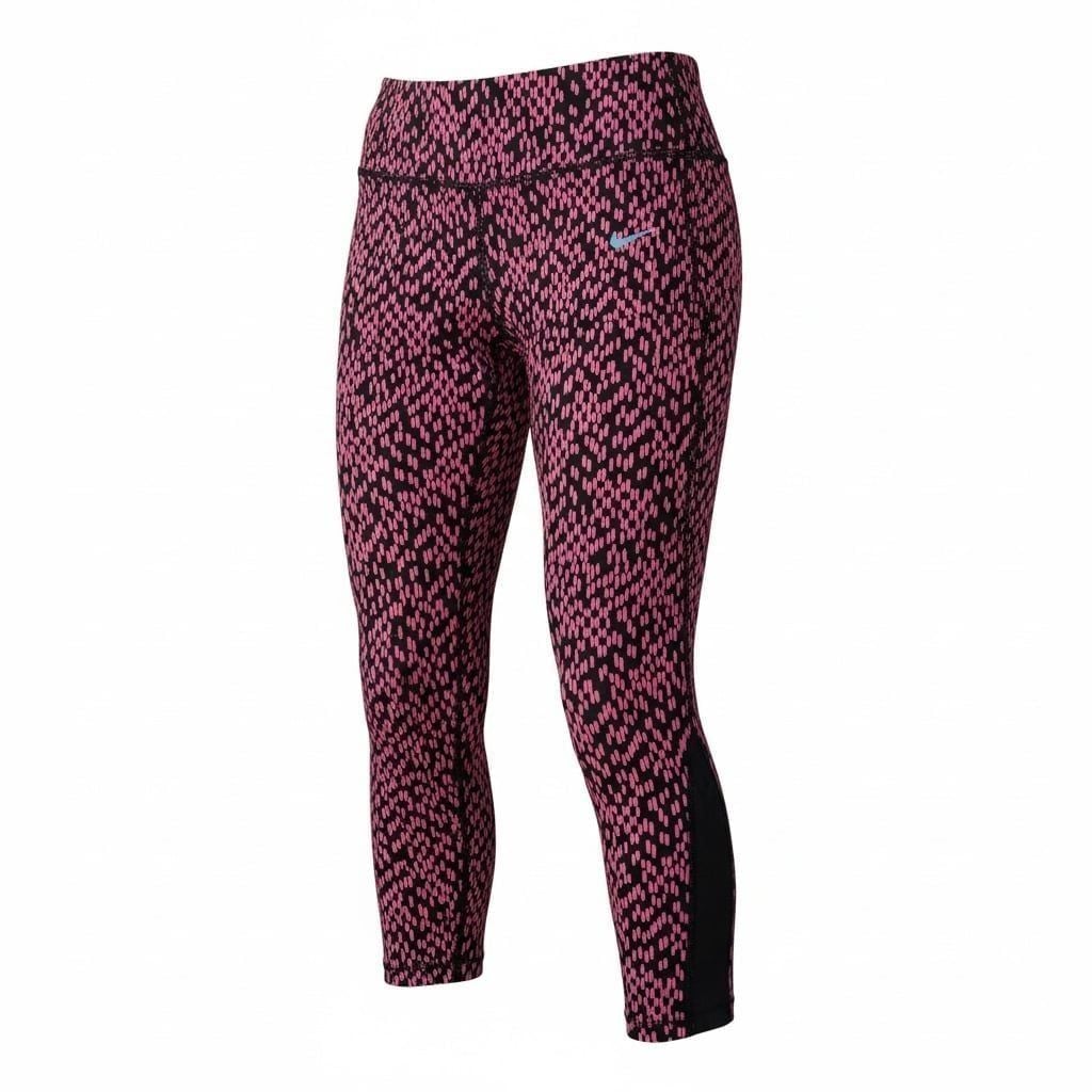 Nike Women's Dri-Fit Relay Running Capri Leggings Pink Reptile Animal Print Mesh 2
