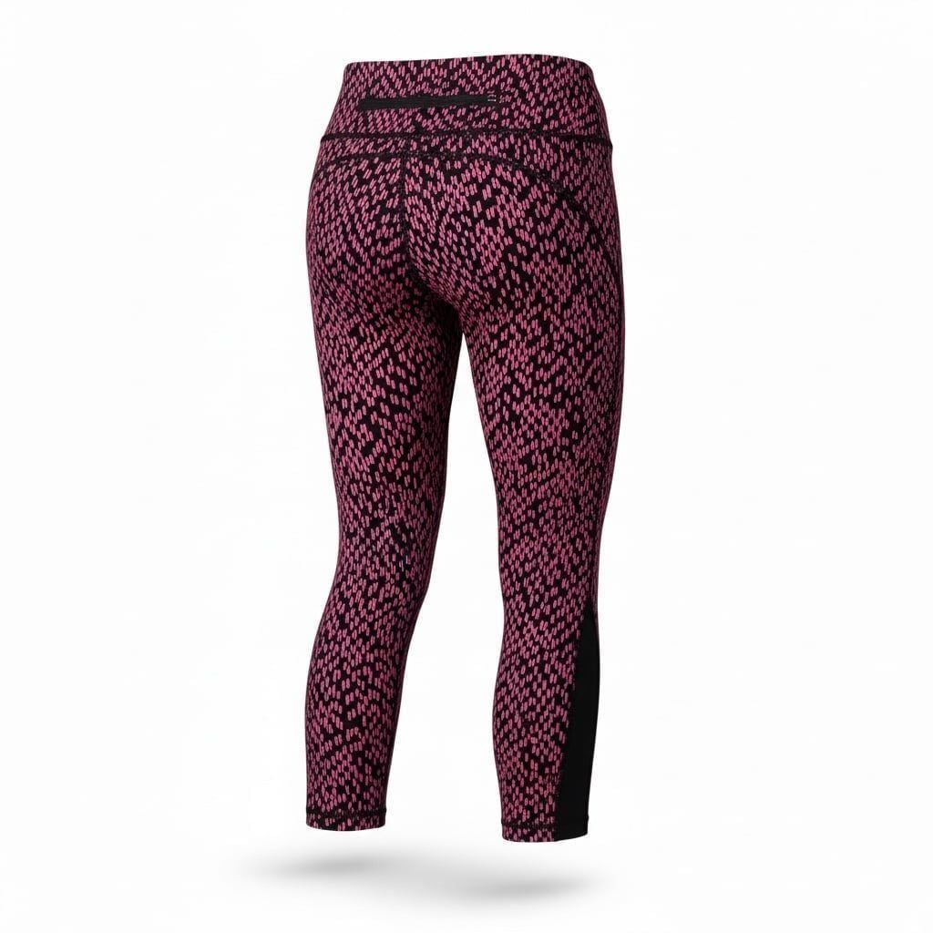 Nike Women's Dri-Fit Relay Running Capri Leggings Pink Reptile Animal Print Mesh 3