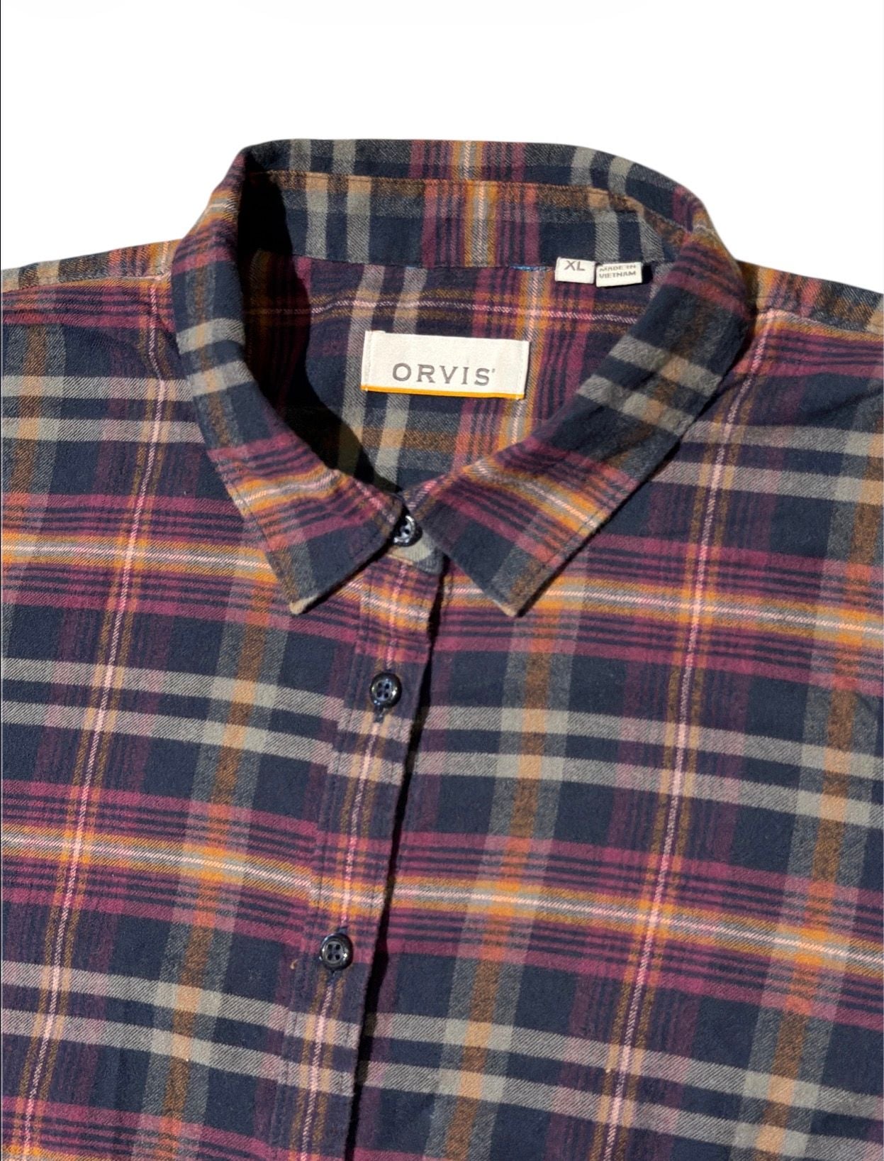 Orvis Flannel Button Down Shirt Women's XLarge Long Sleeve Plaid Multicolor 3