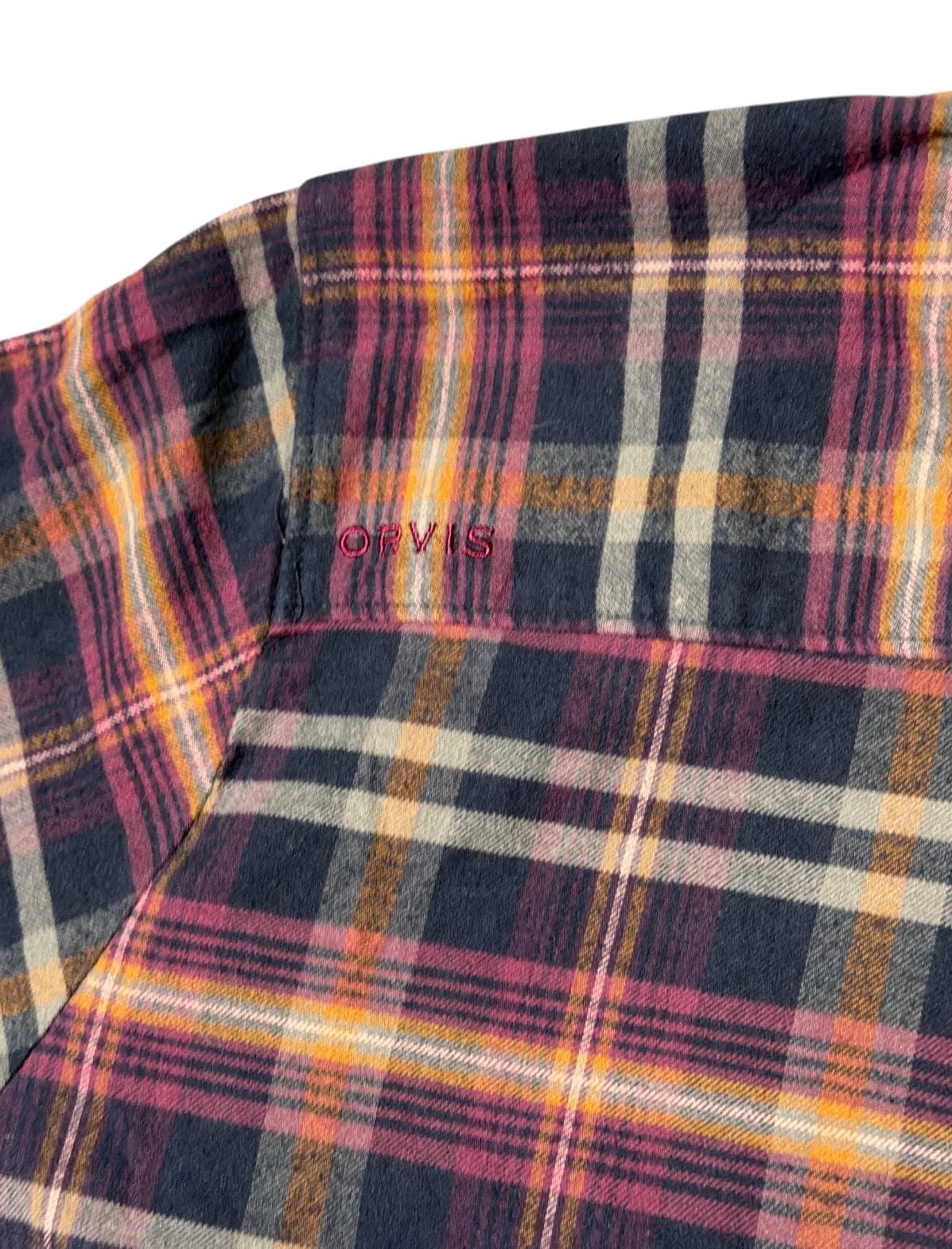 Orvis Flannel Button Down Shirt Women's XLarge Long Sleeve Plaid Multicolor 10