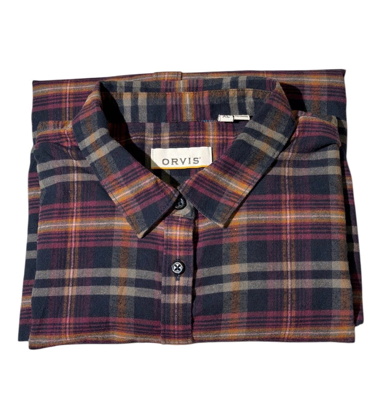 Orvis Flannel Button Down Shirt Women's XLarge Long Sleeve Plaid Multicolor 12