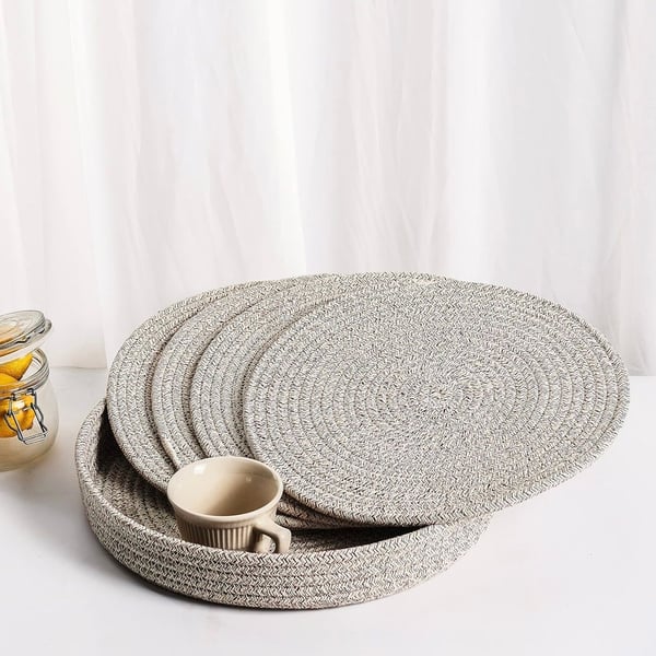 Ladkew Woven Cotton Rope Round Placemats Decor