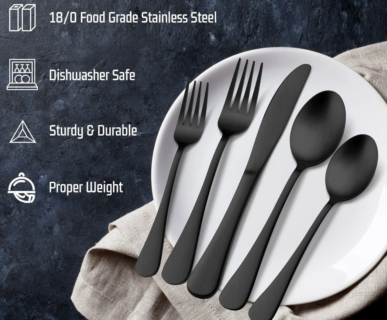 Vesteel Stainless Steel Matte Black Silverware 3