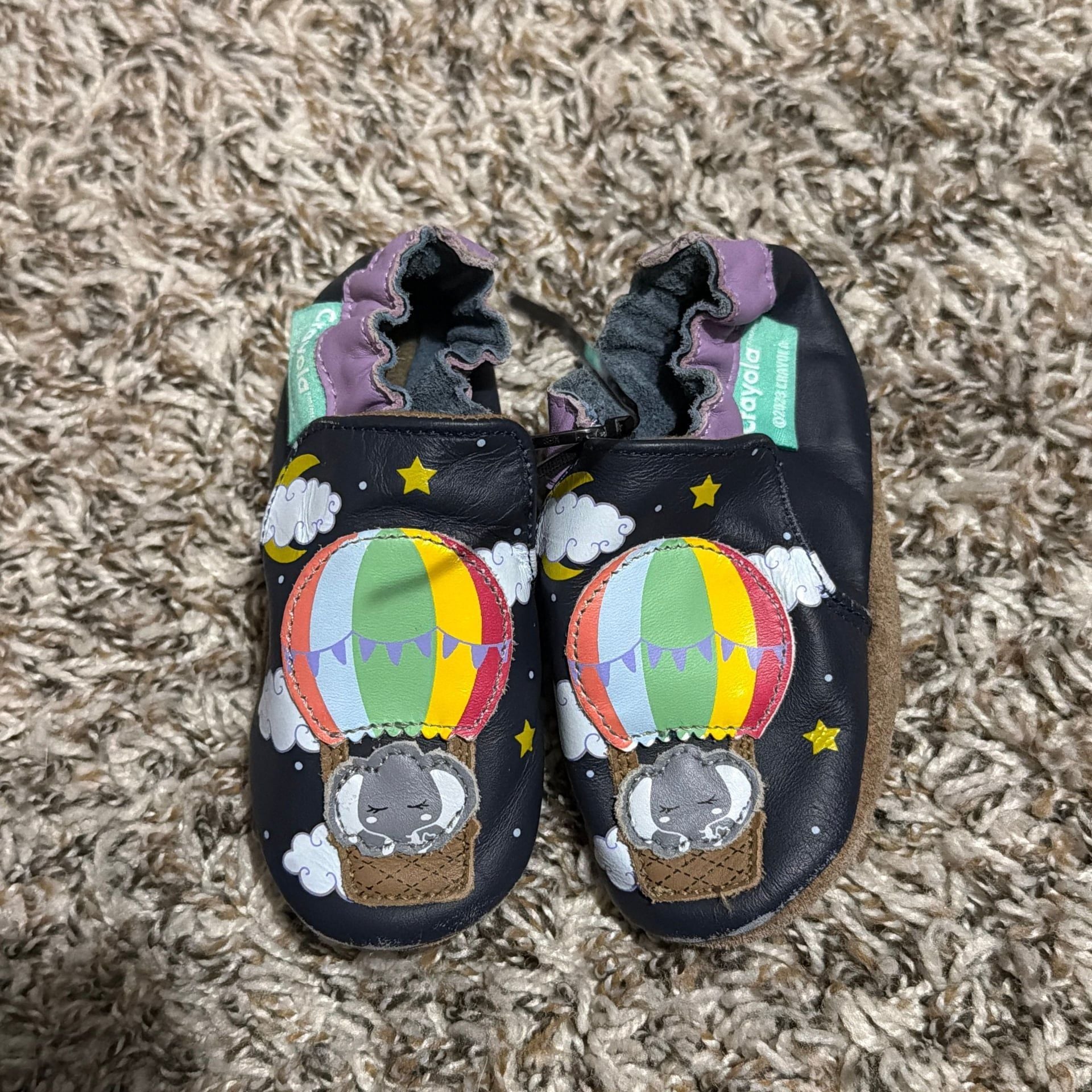 Robeez x Crayola Elephant Hot Air Balloon Leather Soft Sole Baby Shoes 2