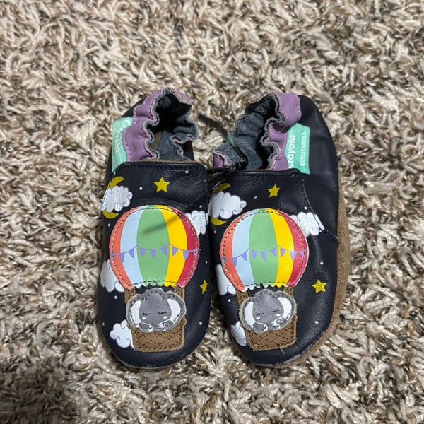 Robeez x Crayola Elephant Hot Air Balloon Leather Soft Sole Baby Shoes