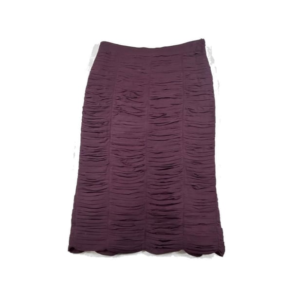 Burberry London Purple Silk Ruched Plisse Straight Pencil Runway Skirt Size 8 