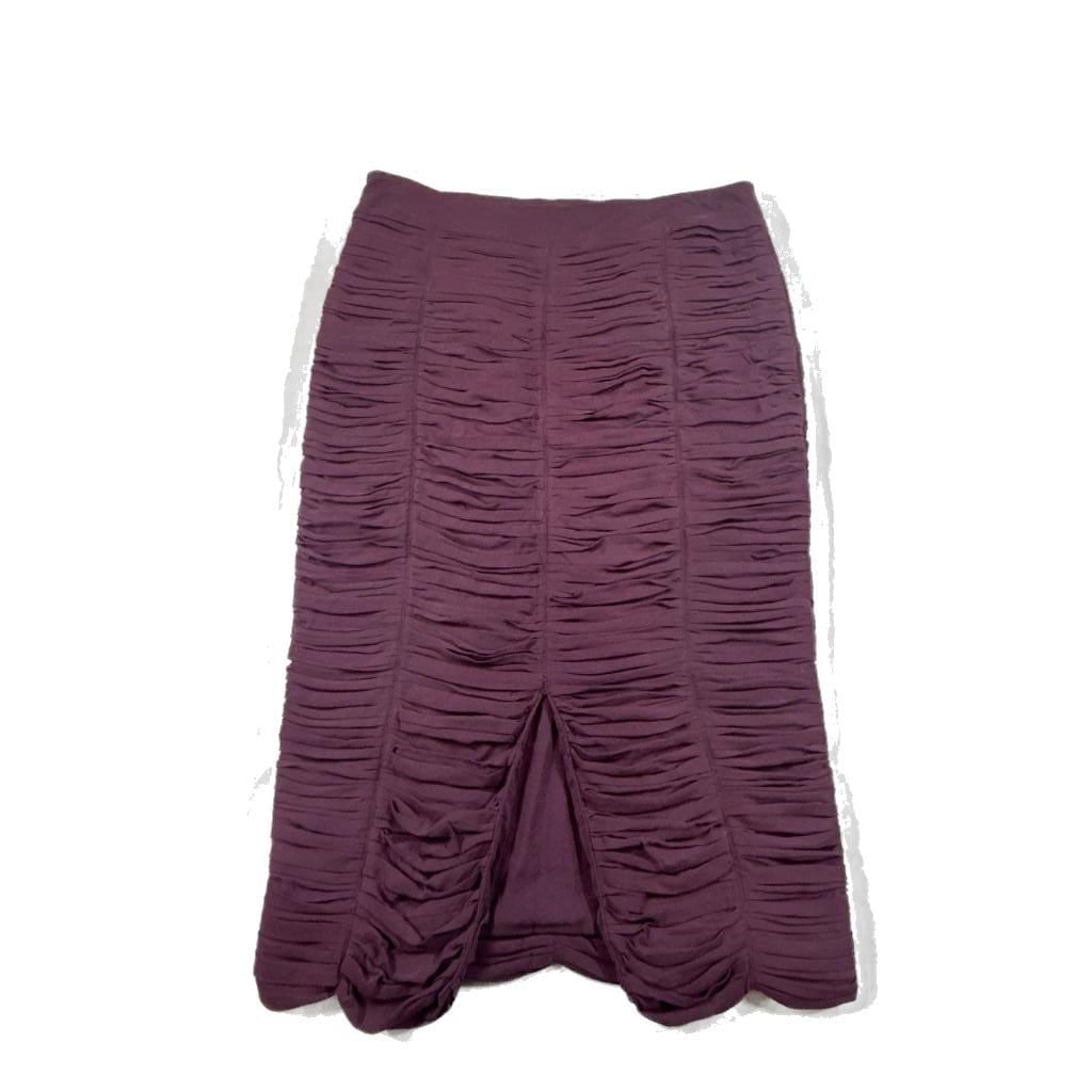 Burberry London Purple Silk Ruched Plisse Straight Pencil Runway Skirt Size 8 3