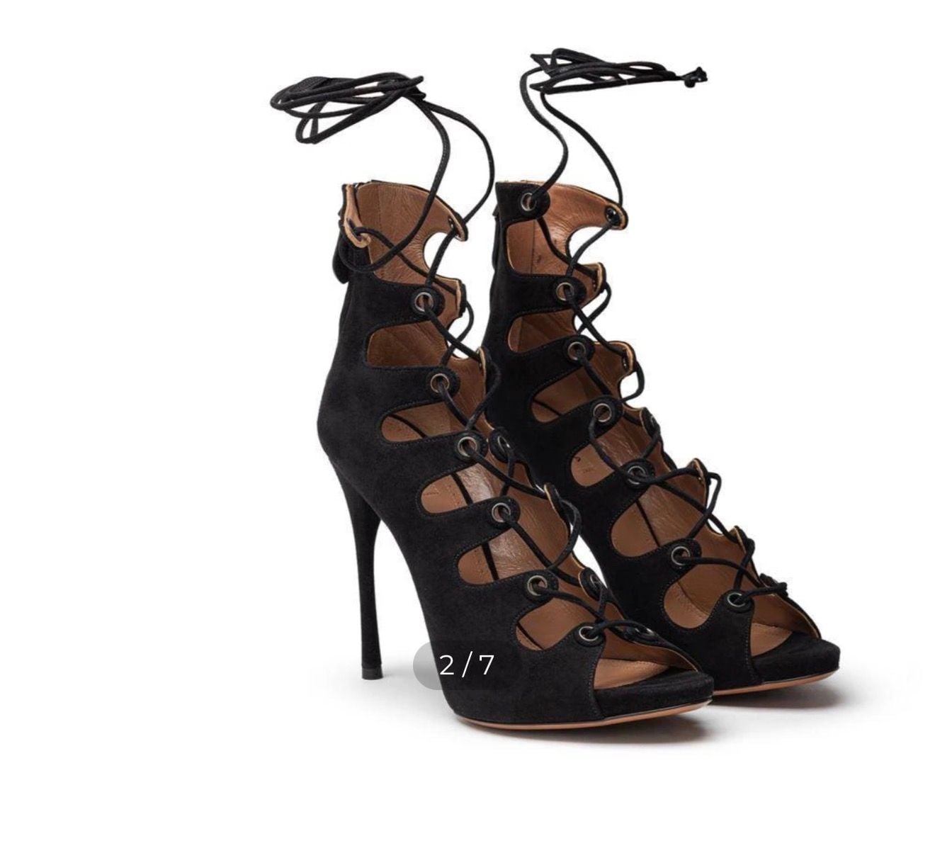 Alaia Black Suede Lace Up Stiletto Pumps Sz 36 US 5/6 gladiator style NEW 2