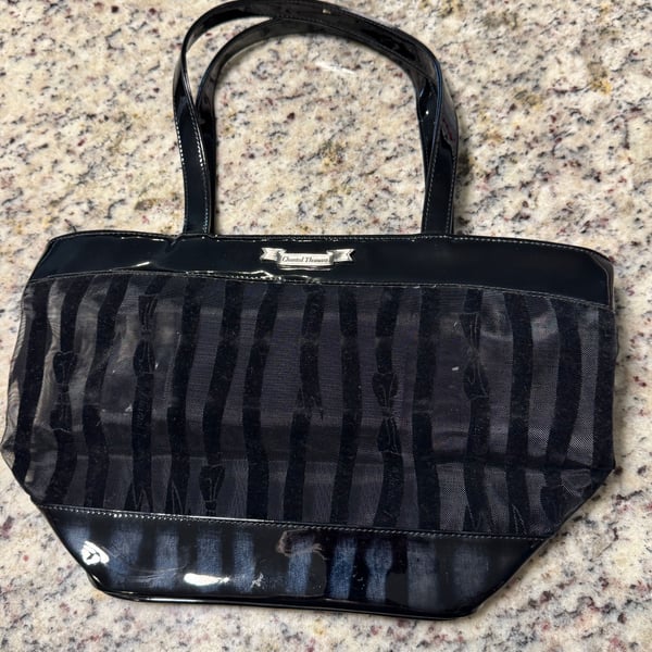 Vintage Y2K sparkly striped handbag in black & grey
