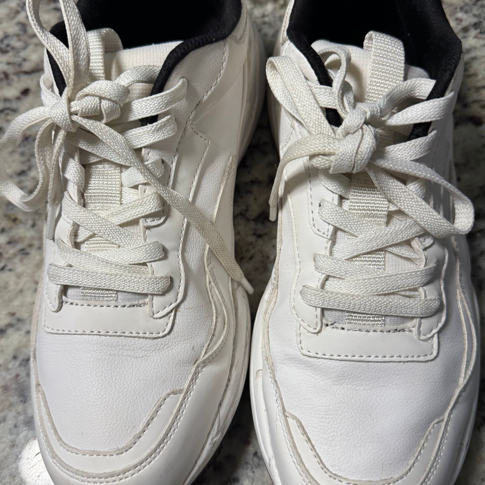 Zara Men's Chunk Sole White Leather Running Sneakers Size 40 1