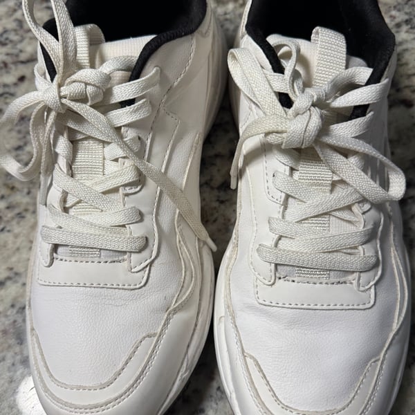 Zara Men's Chunk Sole White Leather Running Sneakers Size 40