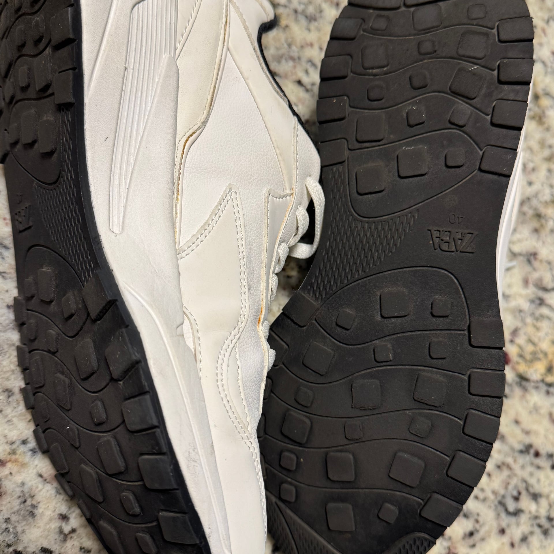 Zara Men's Chunk Sole White Leather Running Sneakers Size 40 5
