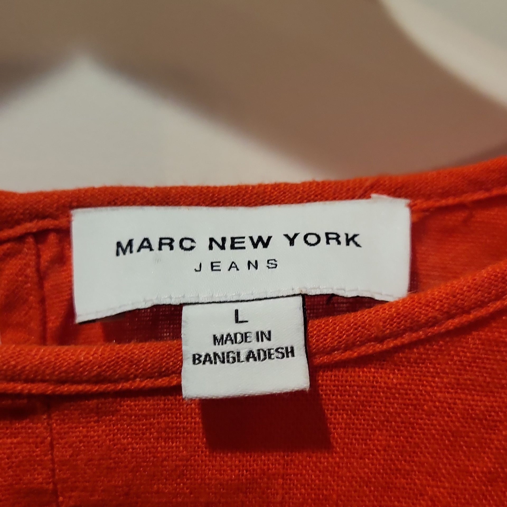 Marc New York Jeans Orange Puff Sleeve Front Knot Twist Blouse 3