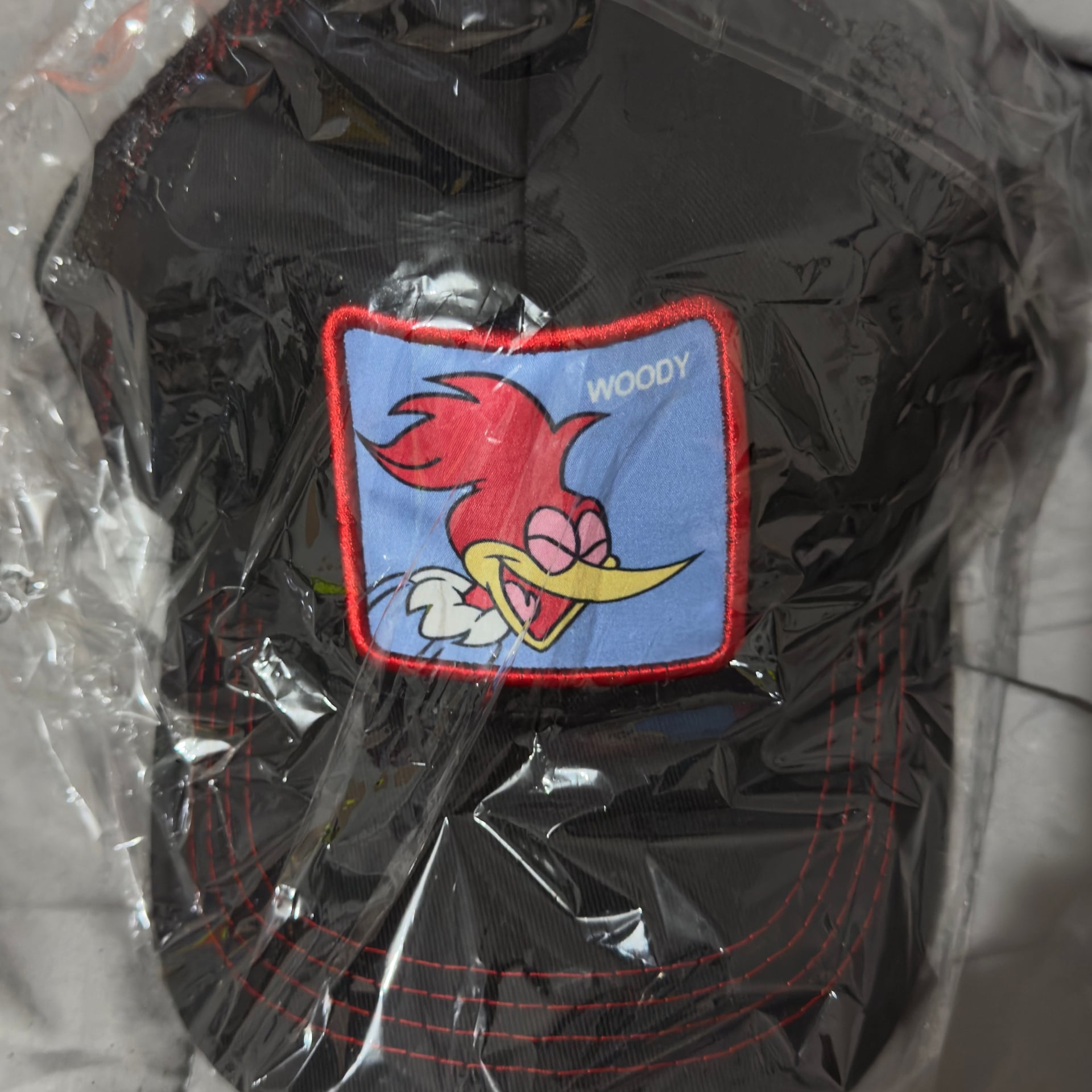 Capslab Woody Woodpecker Looney Tunes Trucker Hat Black and Red 1