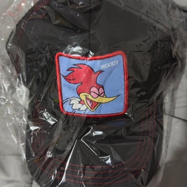 Capslab Woody Woodpecker Looney Tunes Trucker Hat Black and Red