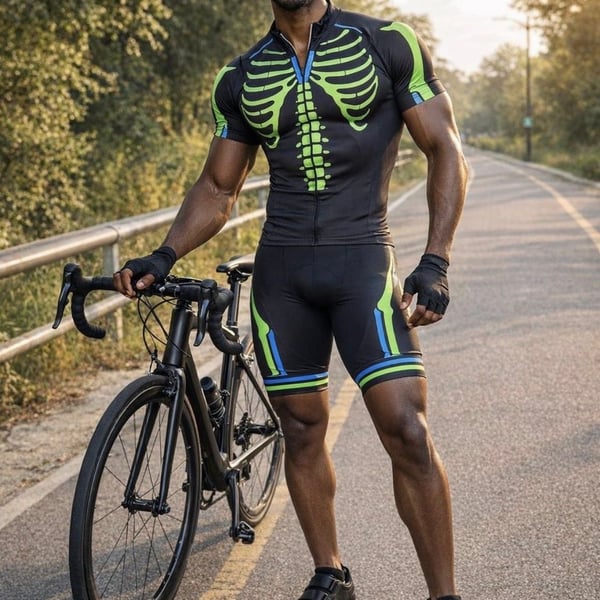 Men's Neon Skeleton Bones Cycling one piece suit