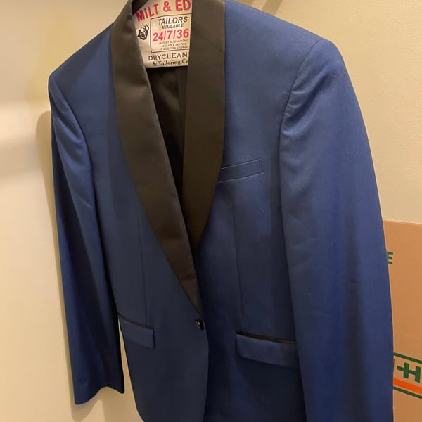 Ryan Seacrest Slim-Fit Stretch Cobalt Blue Tuxedo Set Size 44S Pants 36Wx30L
