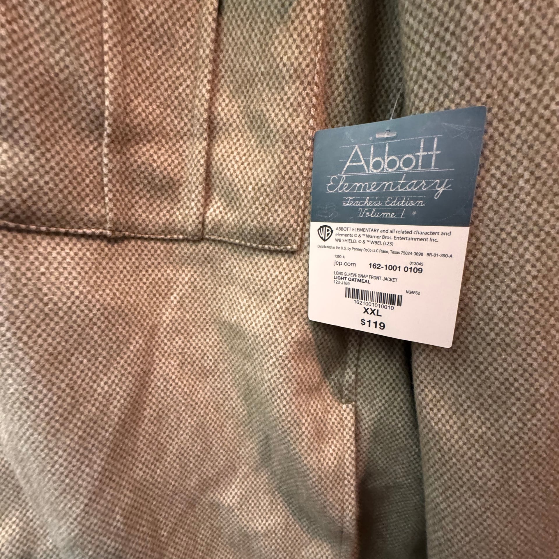 Warner Bros. Abbott Elementary Button-Up Jacket Mens Size 2XL Beige NWT 2