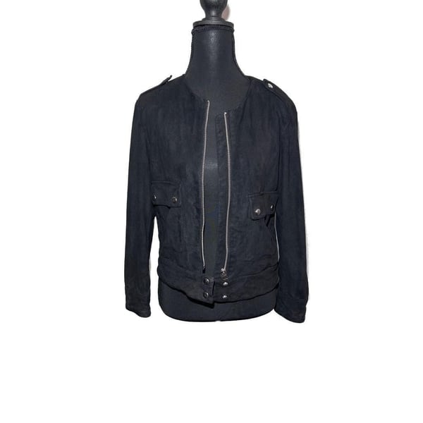 H&M Faux Suede Bomber Jacket Soft Lined Versatile Staple Piece Streetwear