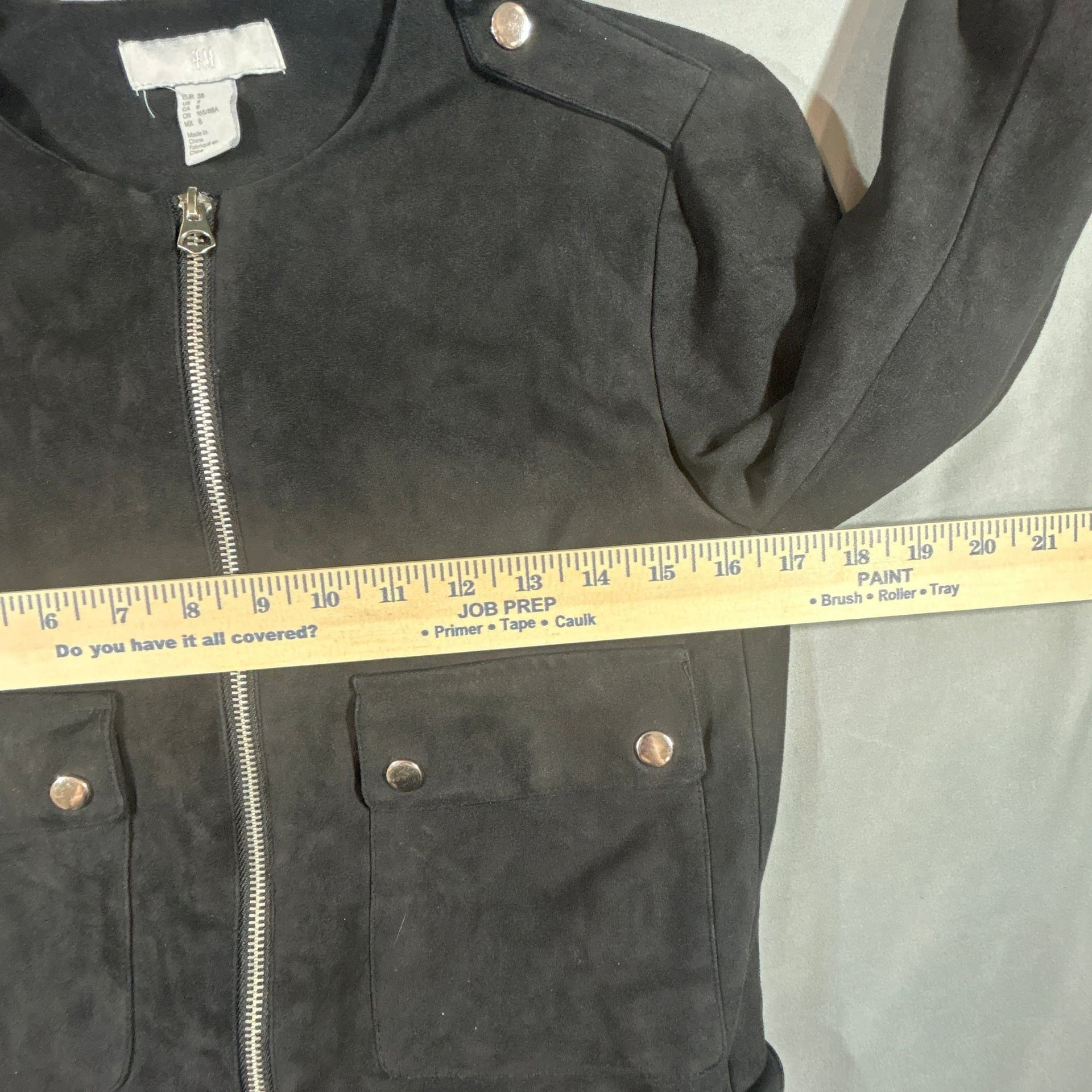 H&M Faux Suede Bomber Jacket Soft Lined Versatile Staple Piece Streetwear 12