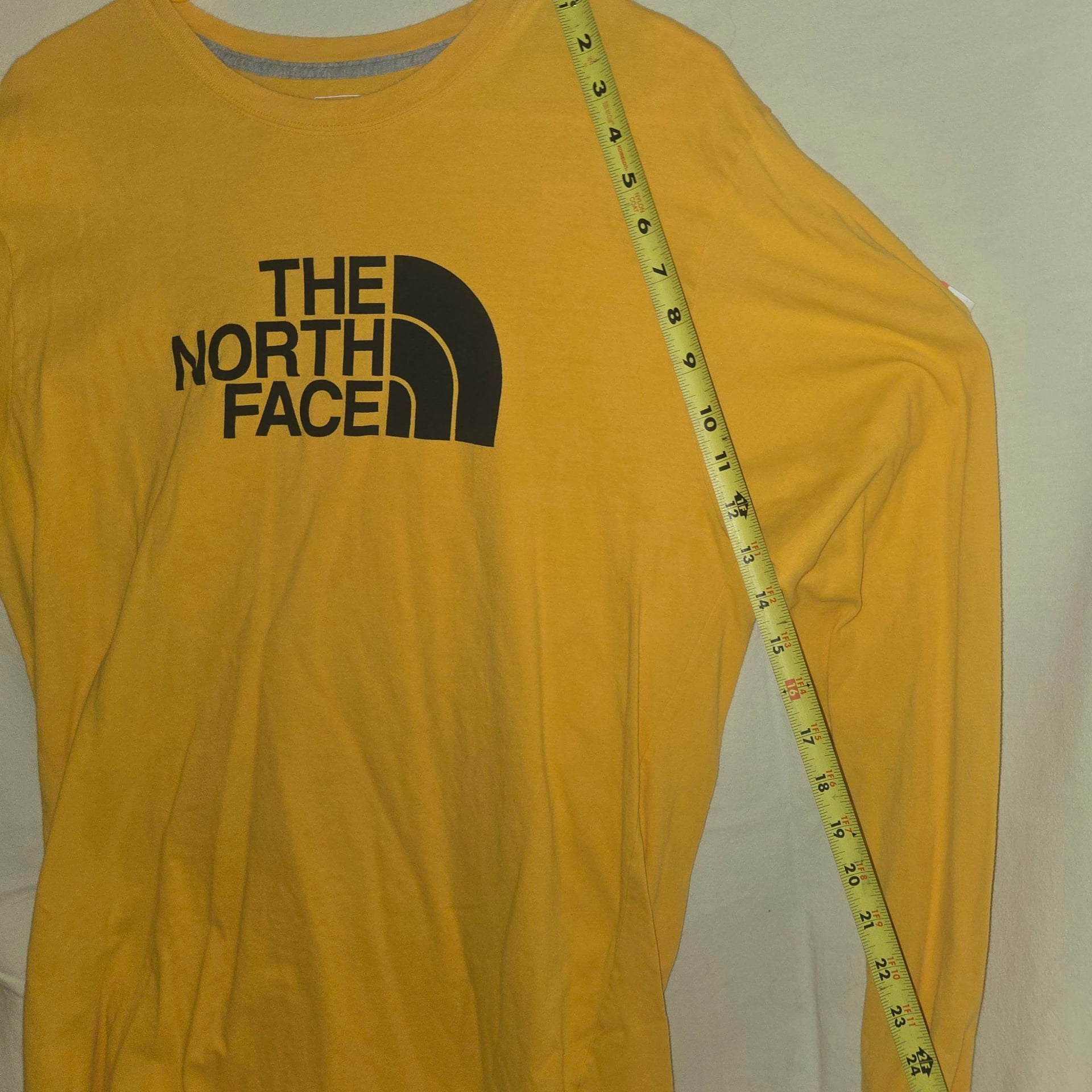 The North Face Half Dome Logo Men's Size L Yellow Long Sleeve 100% Cotton Shirt 8