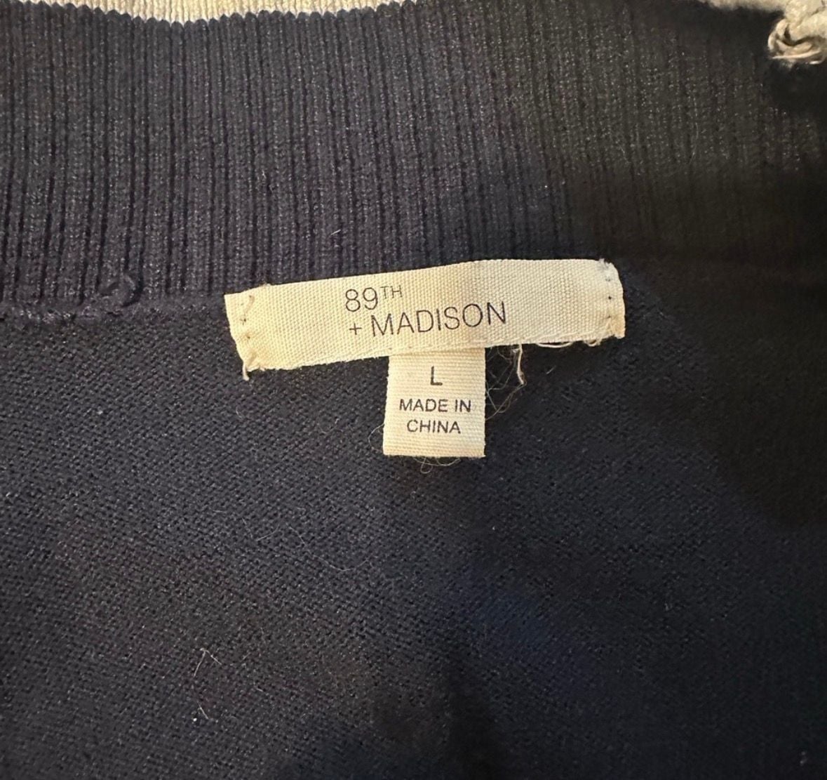 89th & Madison Black Open Front Tipped Cardigan with Button Cuffs 5