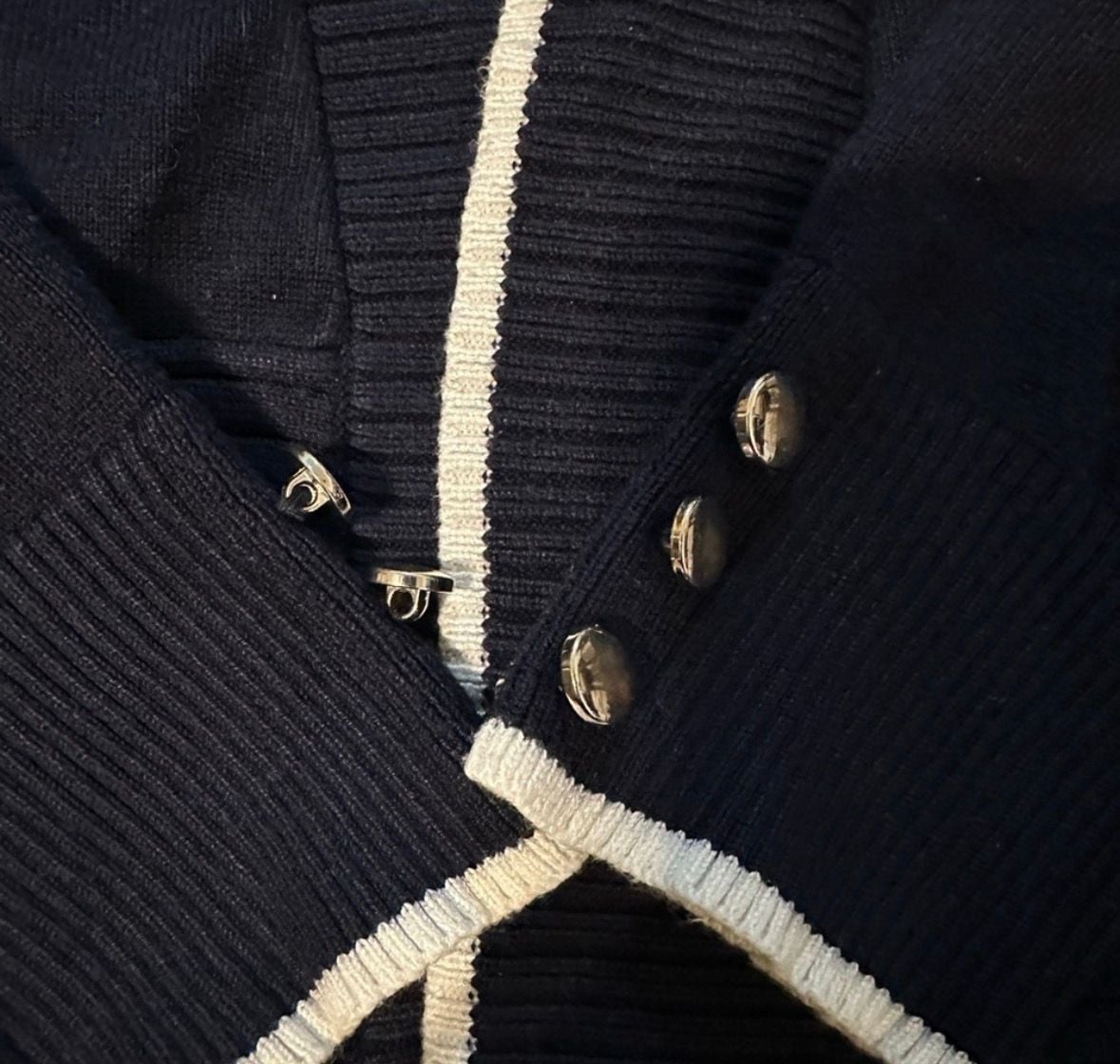 89th & Madison Black Open Front Tipped Cardigan with Button Cuffs 7