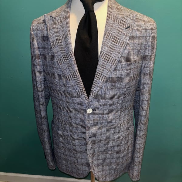 Ike Behar Cotton Blend Plaid Patterned Blazer 