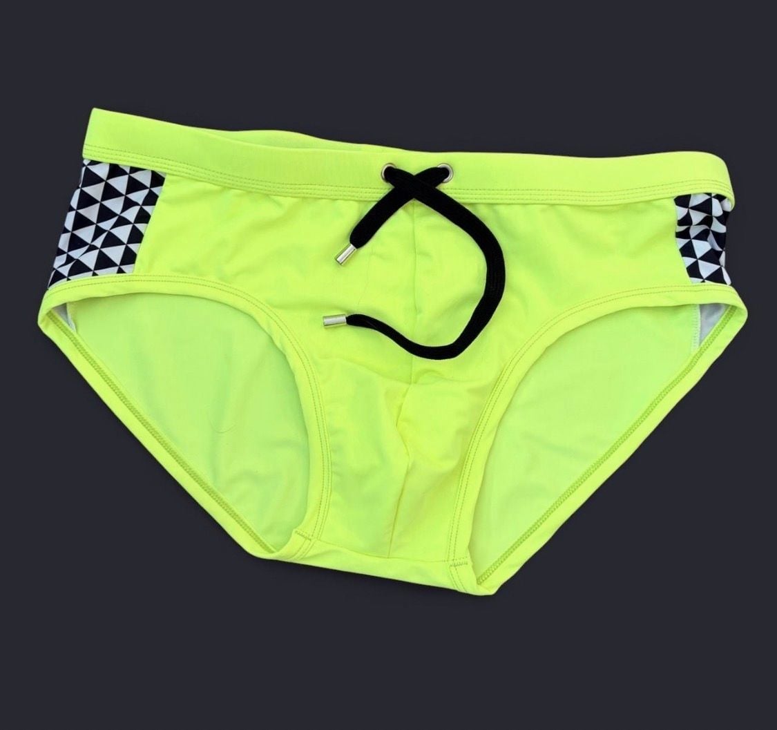 mens white checkered bikini cups triangular swim - 3