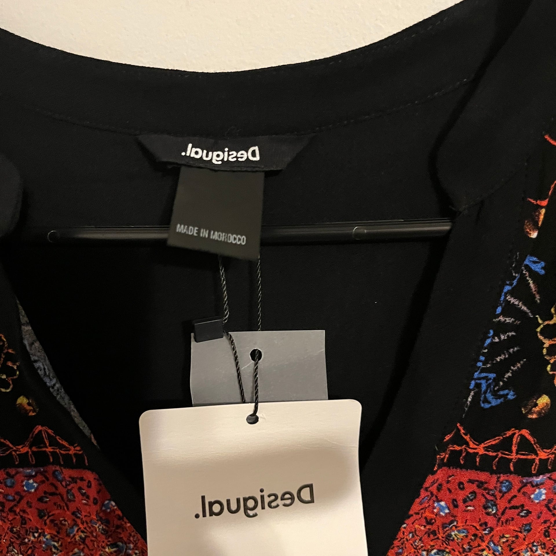 Desigual Black Viscose Embroidered Boho Tiered Short Dress 4