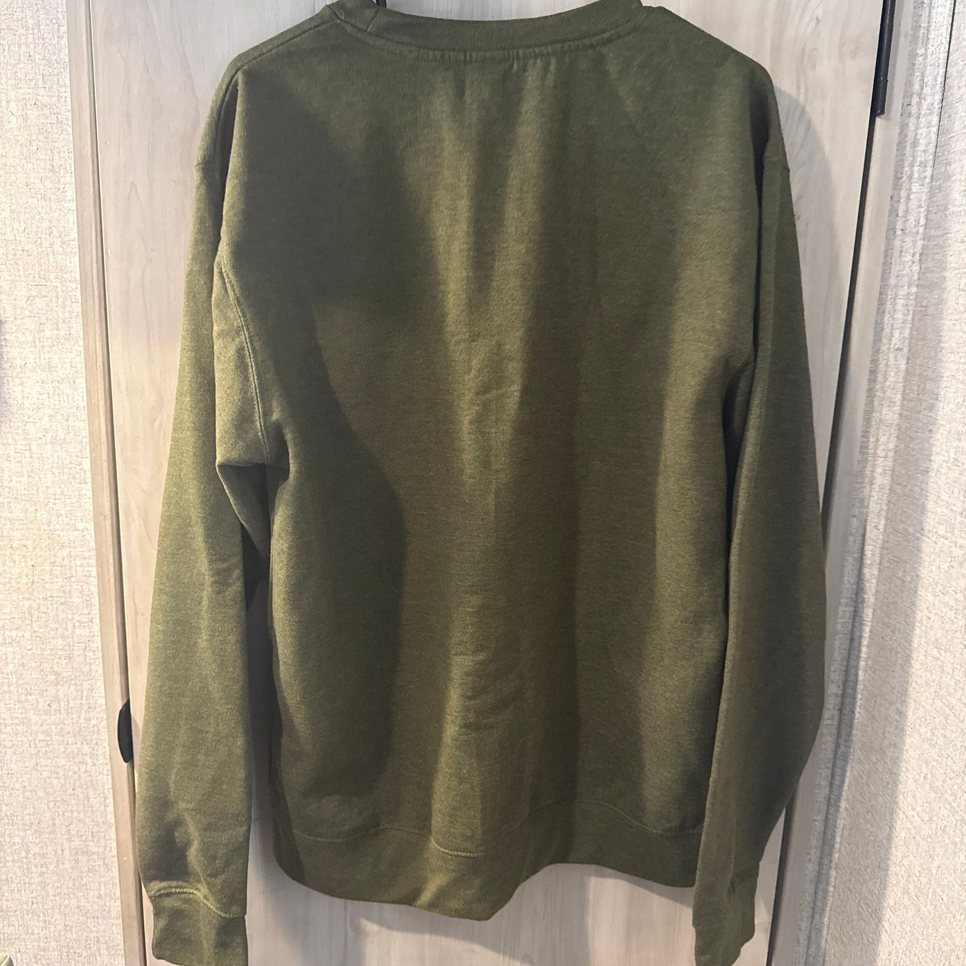 Def Leppard Small Embroidered Logo Olive Green Crewneck Sweatshirt 4