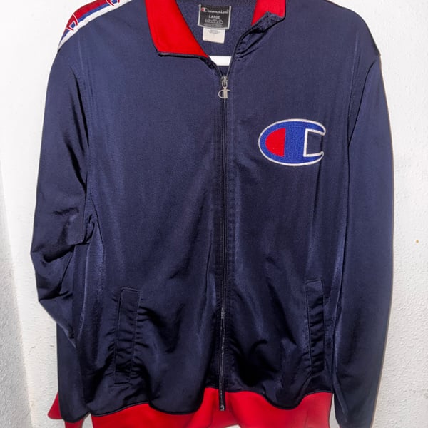 Champion Navy & Red Tricot Tracksuit Full Zip Jacket and Pants Set