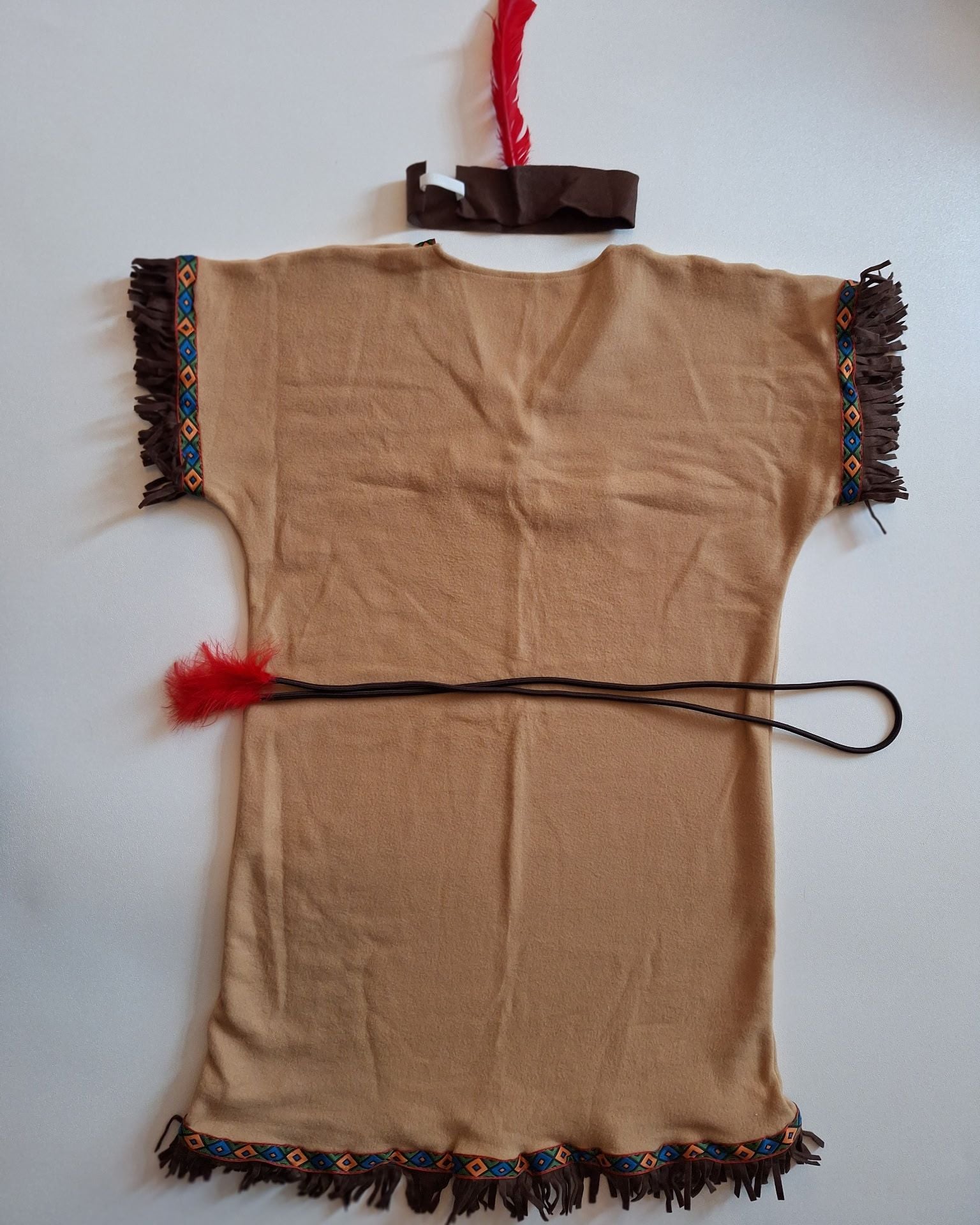 Native American Princess Halloween Costume Dress Headband Belt Lg 12-14 4